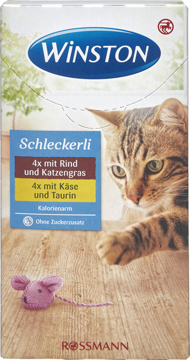 Winston 2x4 Schleckerli with beef & cat grass, with cheese & taurine