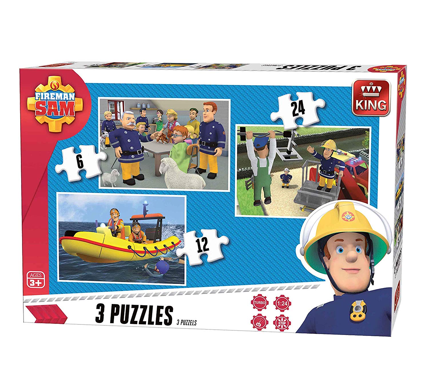 King 3 In 1 Fireman Sam 24 Pieces