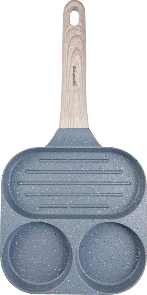 3-in-1 marble pan for eggs, pancakes, pancake grill, 18 cm, grey, Klausberg KB-7817