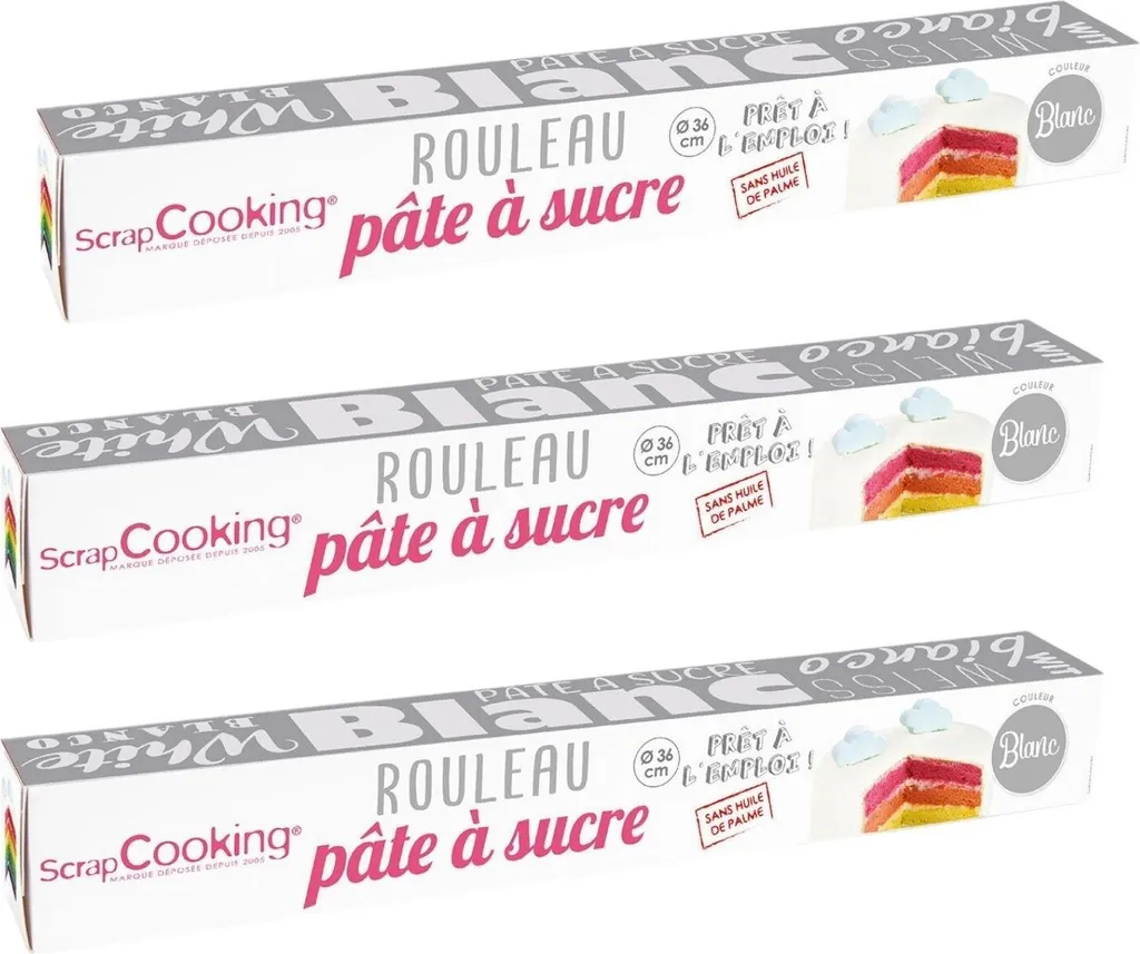 ScrapCooking 3 rolls of white sugar paste Ø 36 cm