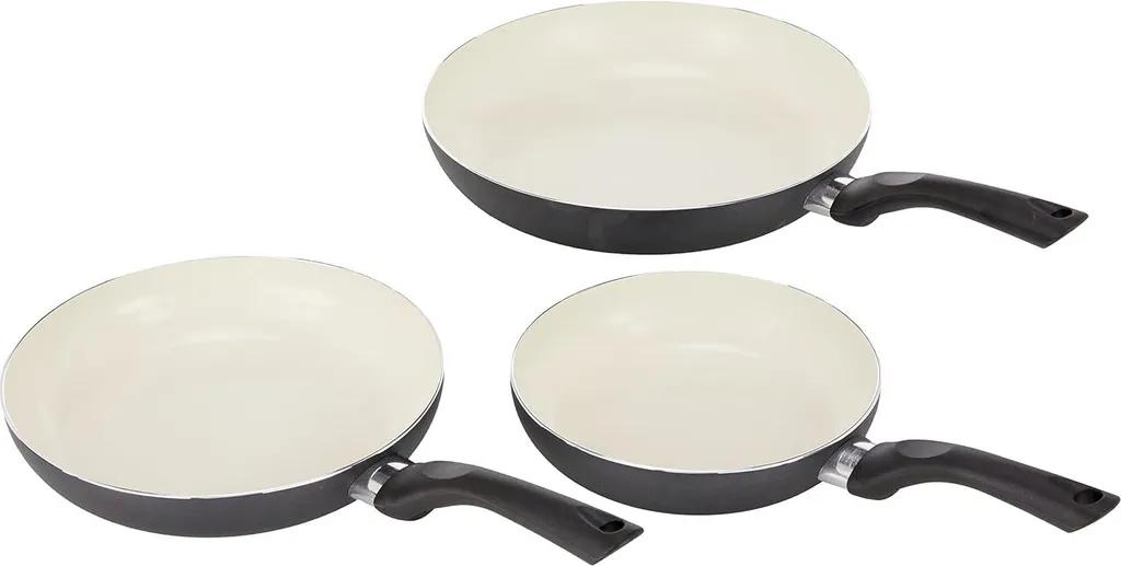 Markenlos 3-piece frying pan set - aluminum - black - 20/24/28 cm