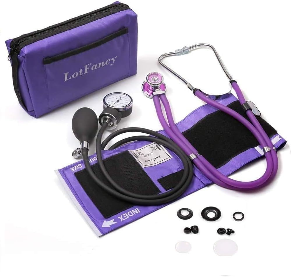 LotFancy Store LotFancy Manual Blood Pressure Monitor with Stethoscope, Blood Pressure Cuff Manual for Emergency Service, Doctor, Practice (Approx. 25 cm - 40 cm)