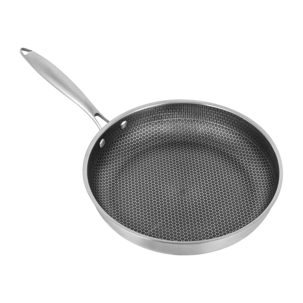 easybuy 32cm stainless steel frying pan with handle, honeycomb design