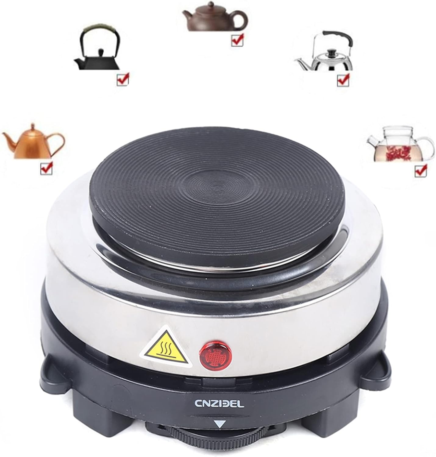 simimasen Mini Hob ​​Electric Hob, Electric Oven Hob Hob 6 Gears Temperature Setting, 500W Heating Camping 10cm Plate