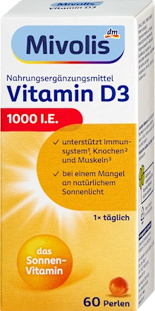 Mivolis Vitamin D3 Perlen 1000 I.E. 60 St, 13.3 g
