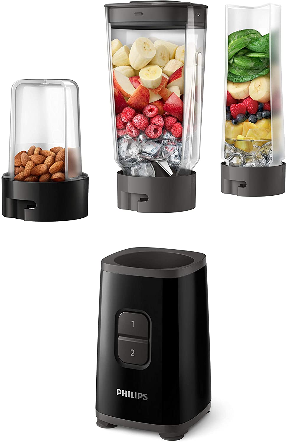 Philips Domestic Appliances Philips HR2603/90 Mini Blender 350 W with Water Bottle and Chopper Black