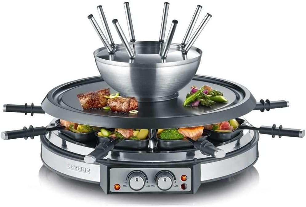 Severin RG 9948 Raclette Fondue Combination 1900 Watt 8 Pans Non-Stick