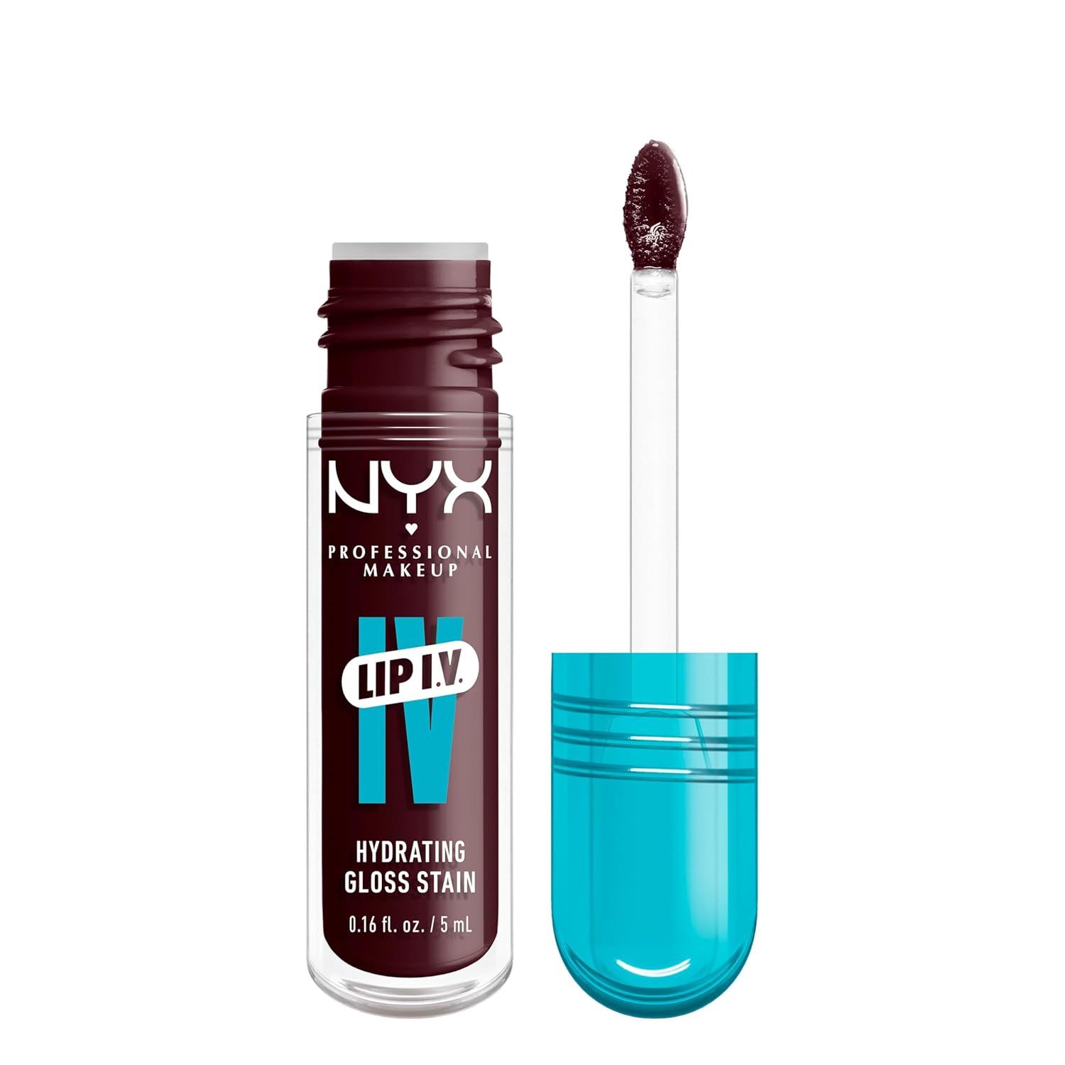 NYX Professional Makeup Moisturizing Lip Gloss and Lip Stain, Up to 12 Hours Care, Lip IV Hydrating Gloss Stain, Color: Mauve N\' Moist!
