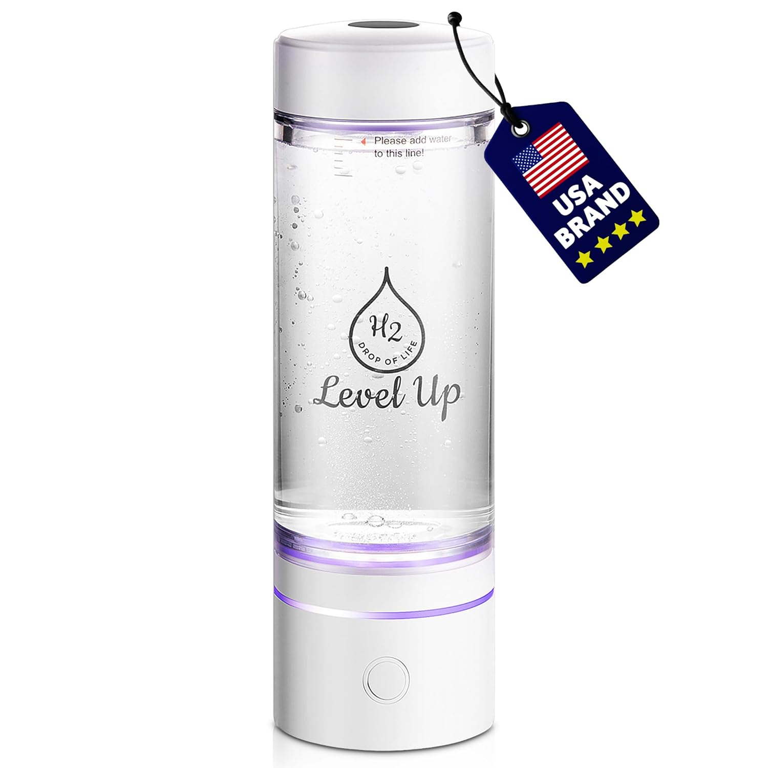 LevelUpWay 2025 Hydrogen Hydrogen Bottle Generator with SPE-PEM Technology - Up to 4000 PPB - Dual Chamber - 250ml - (White) - Improved Hydration Solution