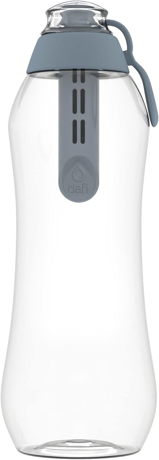 DAFI Water Bottle with Filter 0.7 L Grey - BPA-Free Water Bottle with Water Filter, Sports Bottle with Filtered Water for Travel, Filter Bottle Outdoor + Activated Carbon Filter Water Bottle