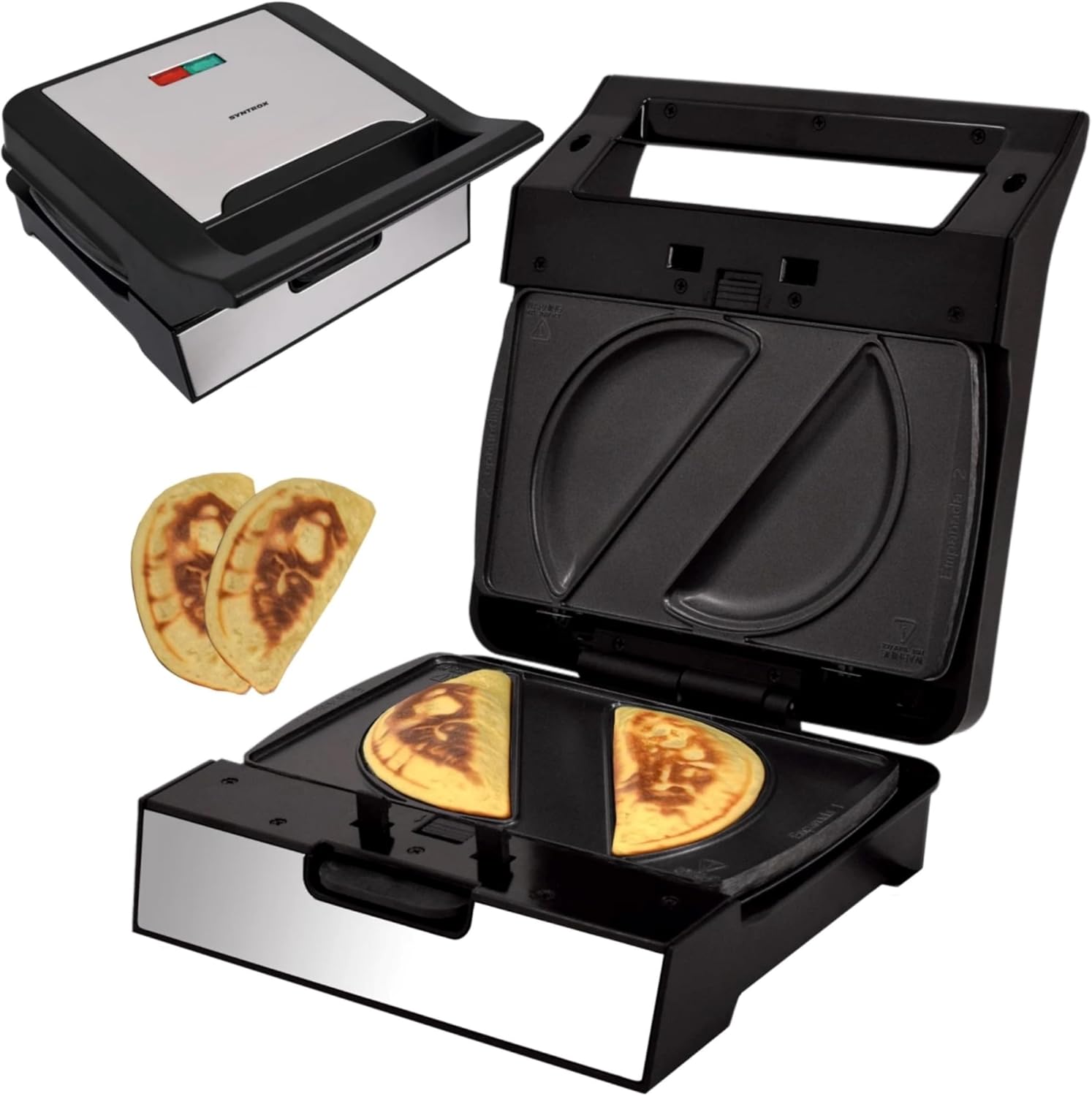 Syntrox Germany Syntrox Empenada Maker with Removable Plates, 1400 Watt, Stainless Steel, Fast Heating, Non-Stick Coating, Various Removable Plates, Multifunctional Device