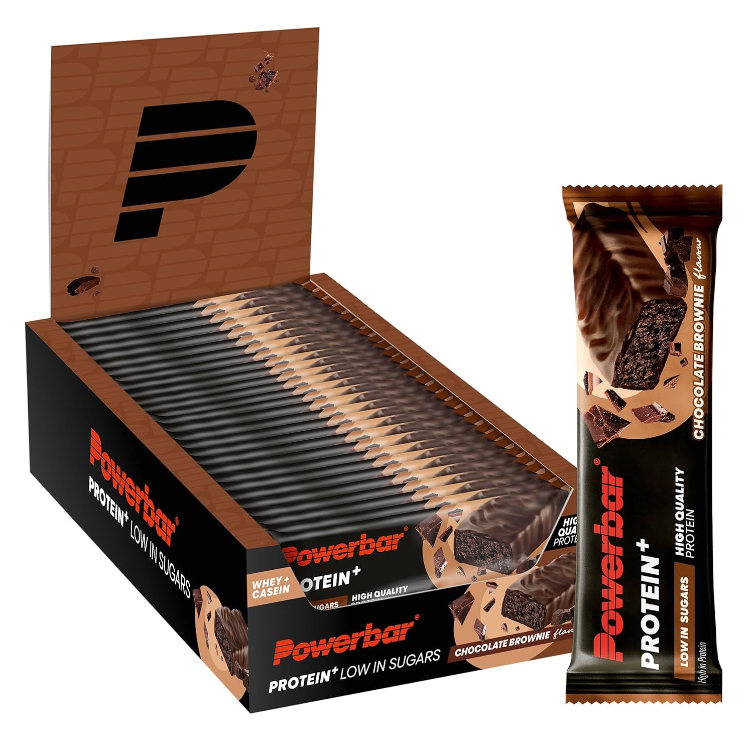 PowerBar Protein Plus Bar with only 107 Kcal - Low Sugar Protein Bars, Fitness Bars with Fiber - Chocolate Brownie (30 x 35g)