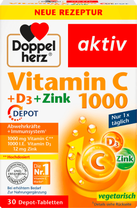Doppelherz Vitamin C 1,000 + D3 + Zinc Depot tablets 30 pcs., 42.9 g