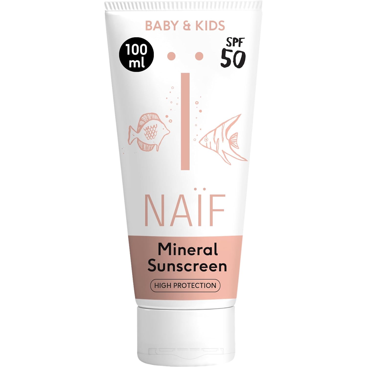 Naïf - Mineral Based Sun Cream - For Baby & Child - SPF 50 - Mild Fragrance - Cream without Octocrylene - UVA & UVB Protection - Water Resistant - Dermatologically Tested - No Microplastics - 100ml