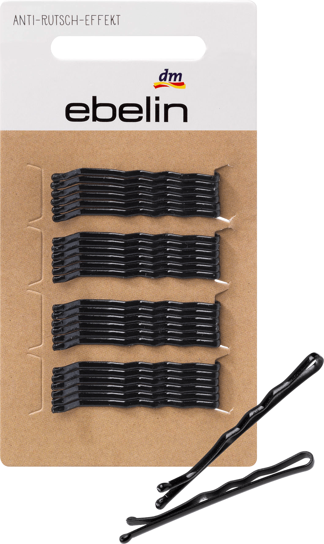 ebelin Hair Slider Curled Anti-Slip Effect Black, 24 Pcs