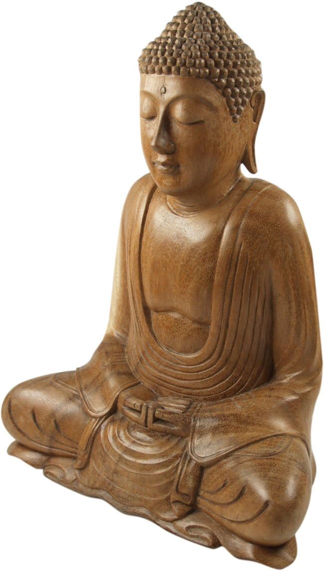 Guru-Shop GURU SHOP Wooden Buddha Statue Handmade 30 cm Dhyana Mudra Design 11 Brown Buddha