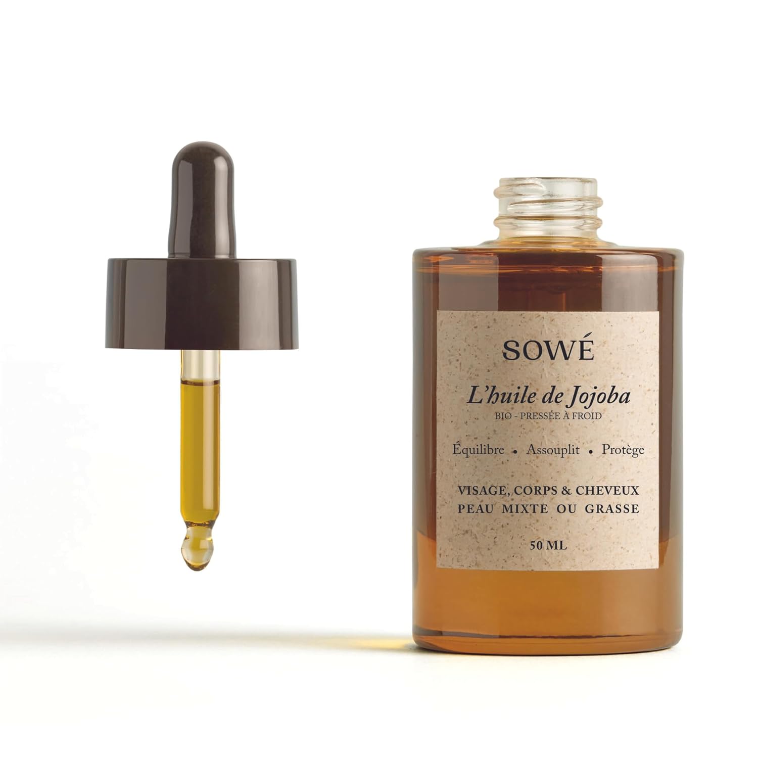 Sowé Pure Jojoba Oil - Organic, Natural and Cold Pressed - 50ml - Oil