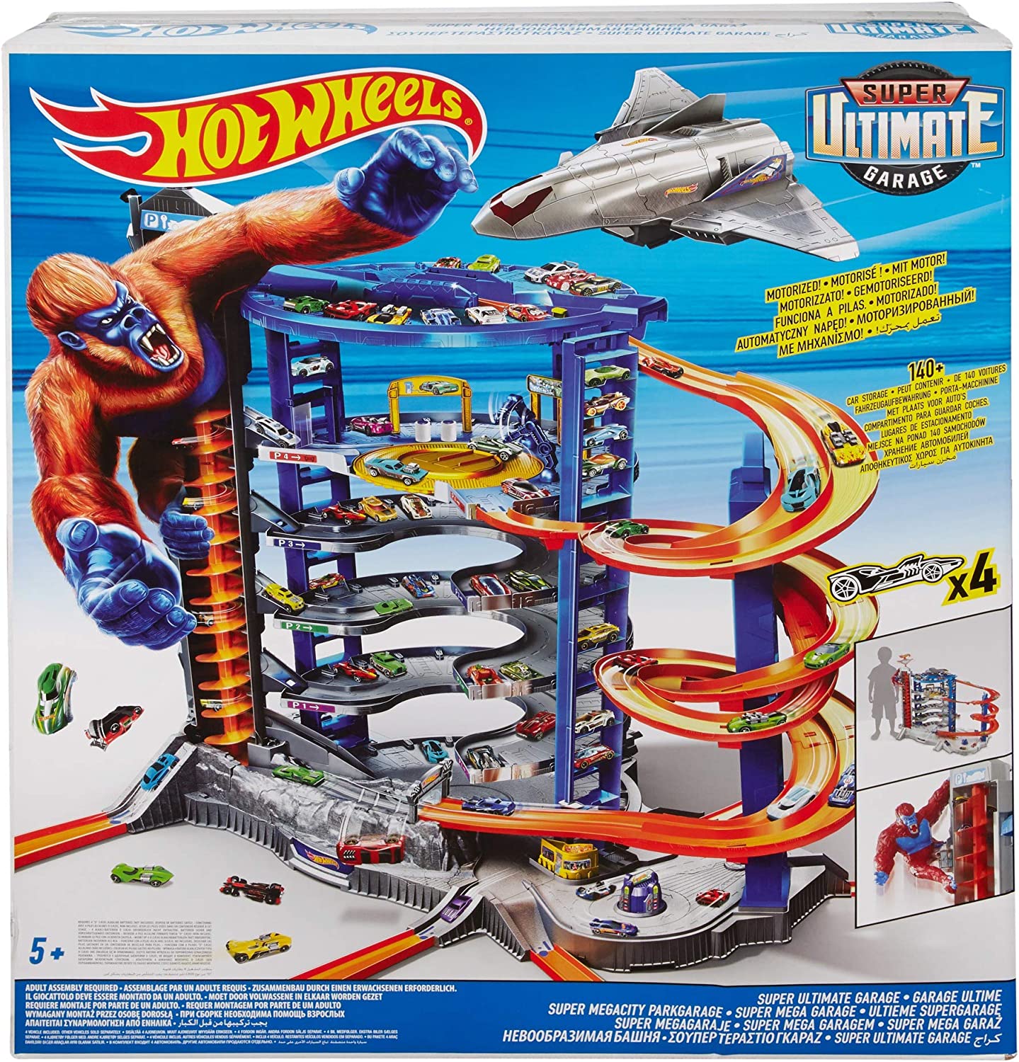 Hot Wheels FDF25 Super Megacity Parking, Garage and Parking, Garage with Gorilla and Plane