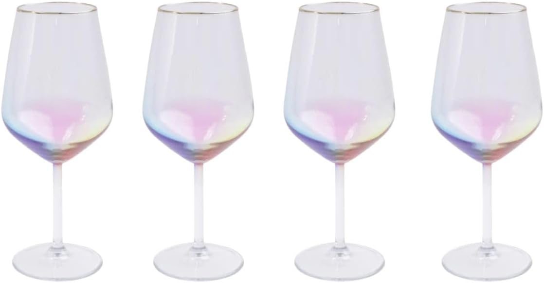 Vietri Viva Rainbow Wine Glass 425ml Set of 4 Luxury Italian Wine Glasses Modern Glassware VBOW-M52120X