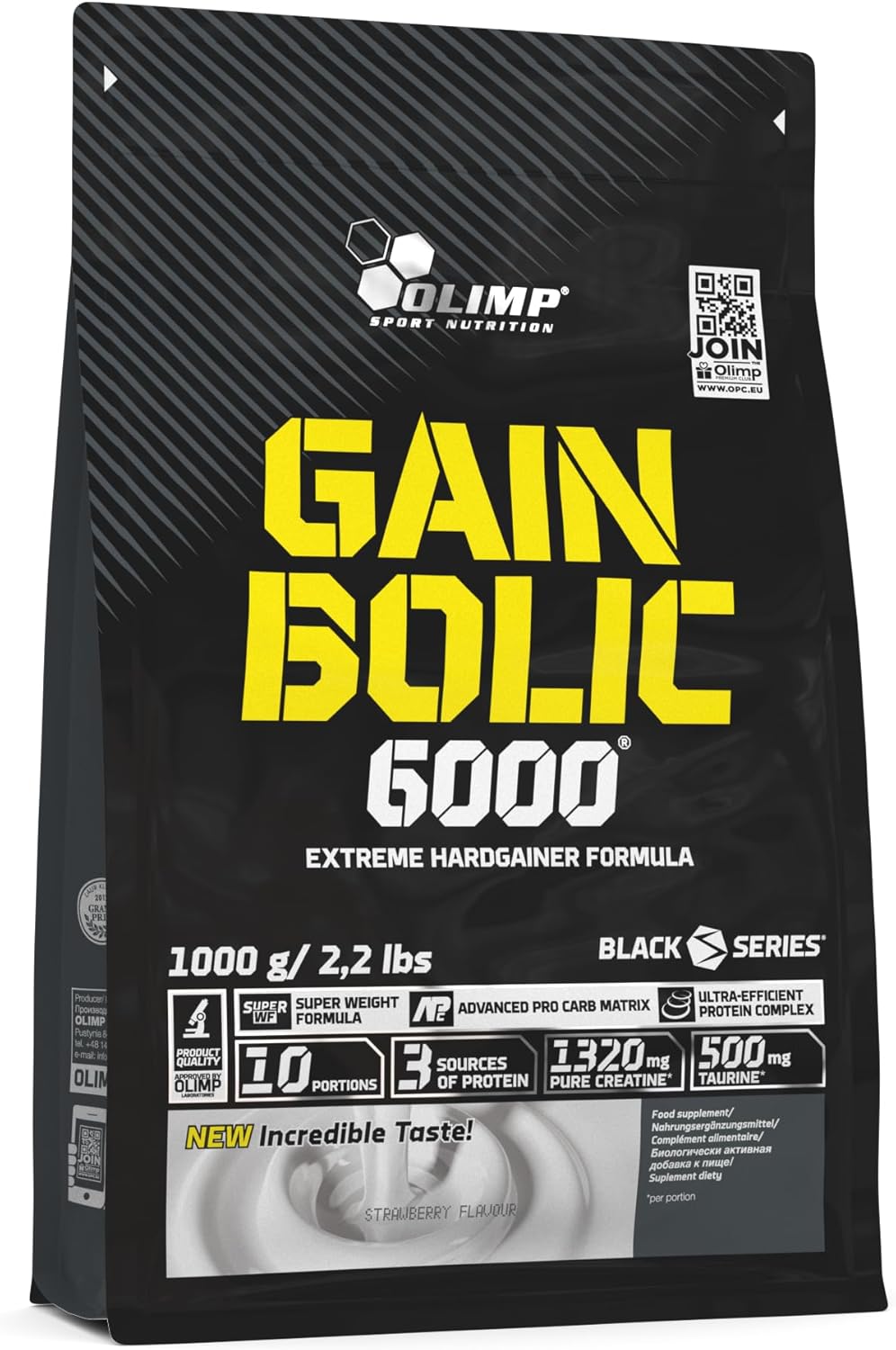 Olimp Gain Bolic 6000 Bag Mass Gainer Supplement, Strawberry 1kg