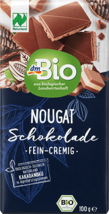 dmBio Chocolate, Nougat whole milk chocolate, Naturland, 100 g