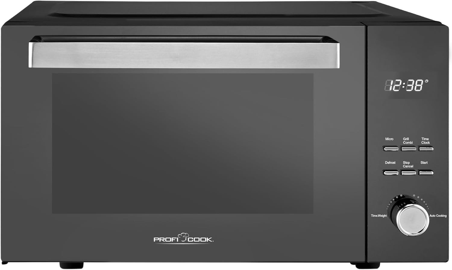 ProfiCook Microwave with Grill, 23 L, without Turntable, Vertical-Opening Door, 1000 Watt Grill Power, Also for Square Plates, Microwave Device, Microwave without Turntable, PC-MWG 1204