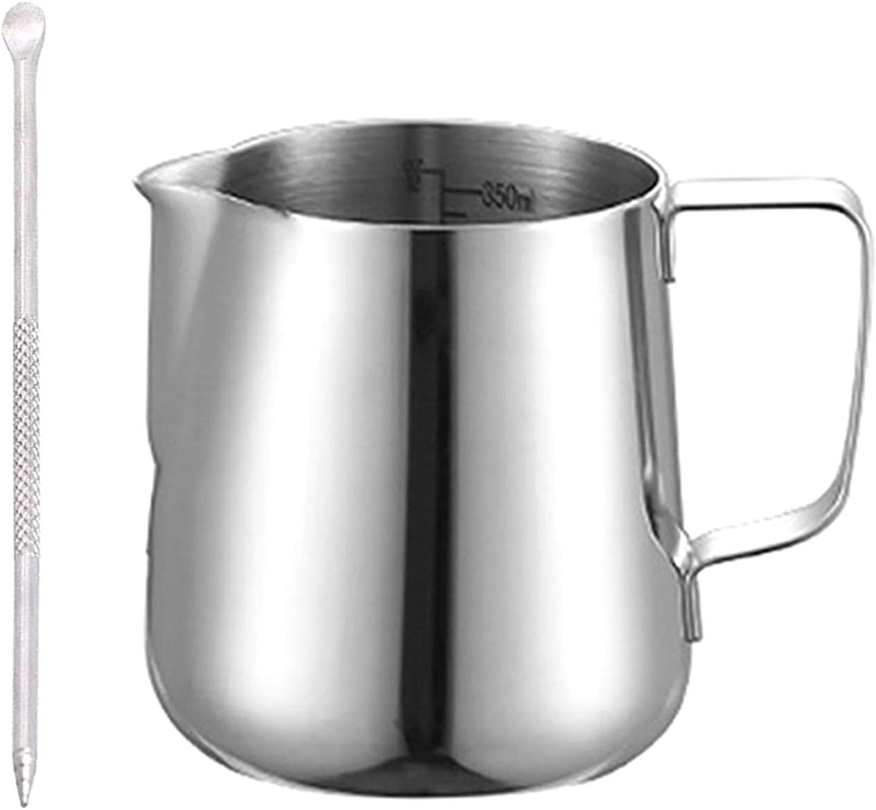 DELITLS Milk Jug 350 ml Stainless Steel Frothing Jug 304 Stainless Steel Milk Frother with Latte Art Pen for Espresso, Milk Frother, Coffee, Latte Art, Coffee Lovers (Size: 350 ml)