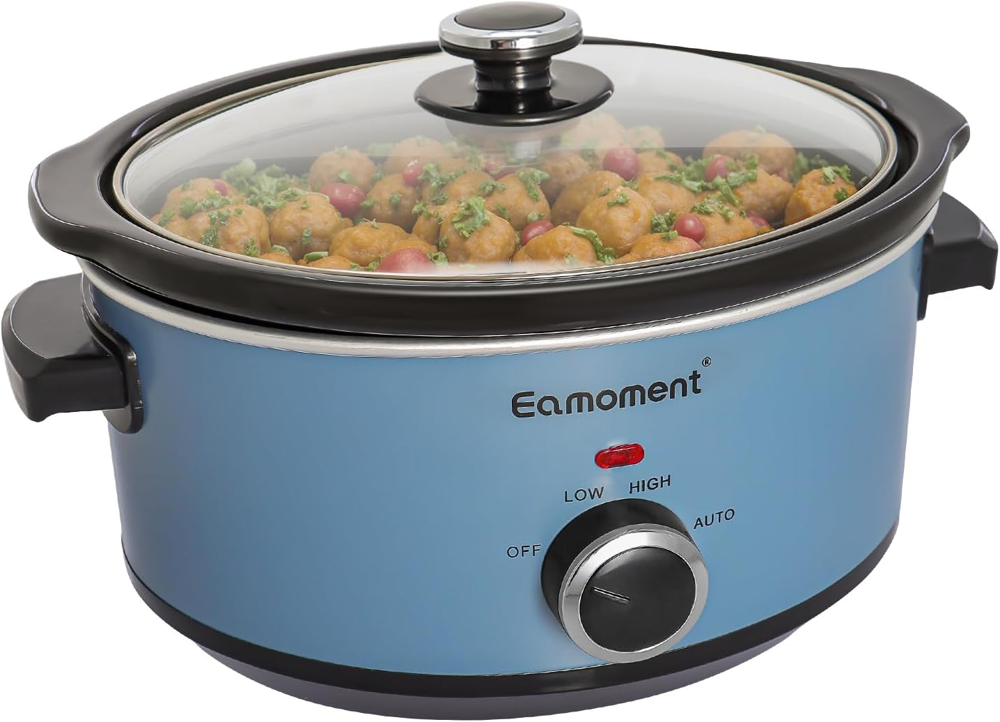 Eamoment Slow Cooker, 3.5 Liter Stainless Steel Slow Cooker with Ceramic Pot, Adjustable Temperature, Dishwasher Safe Ceramic Pot and Tempered Glass Lid, 200 W