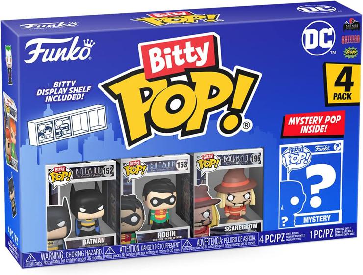 Funko Bitty Pop! DC - Batman, Robin, Scarecrow and a Surprise Mini Figure - 0.9 Inch (2.2 cm) - DC Comics Collectible Stackable Display Shelf Included - Gift Idea