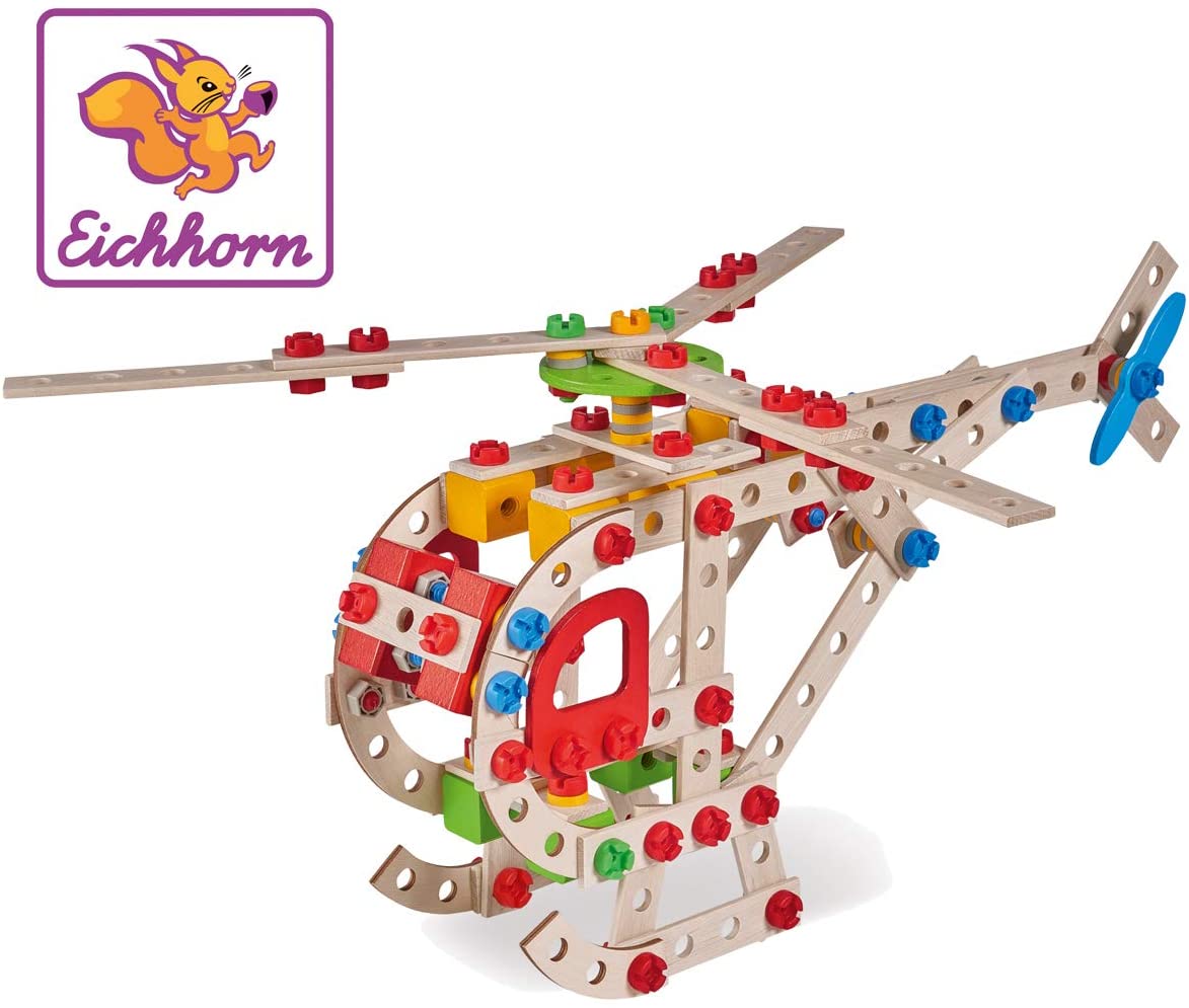 Eichhorn 100039048 Helicopter 225-Piece Wood Construction Set 5 Different M