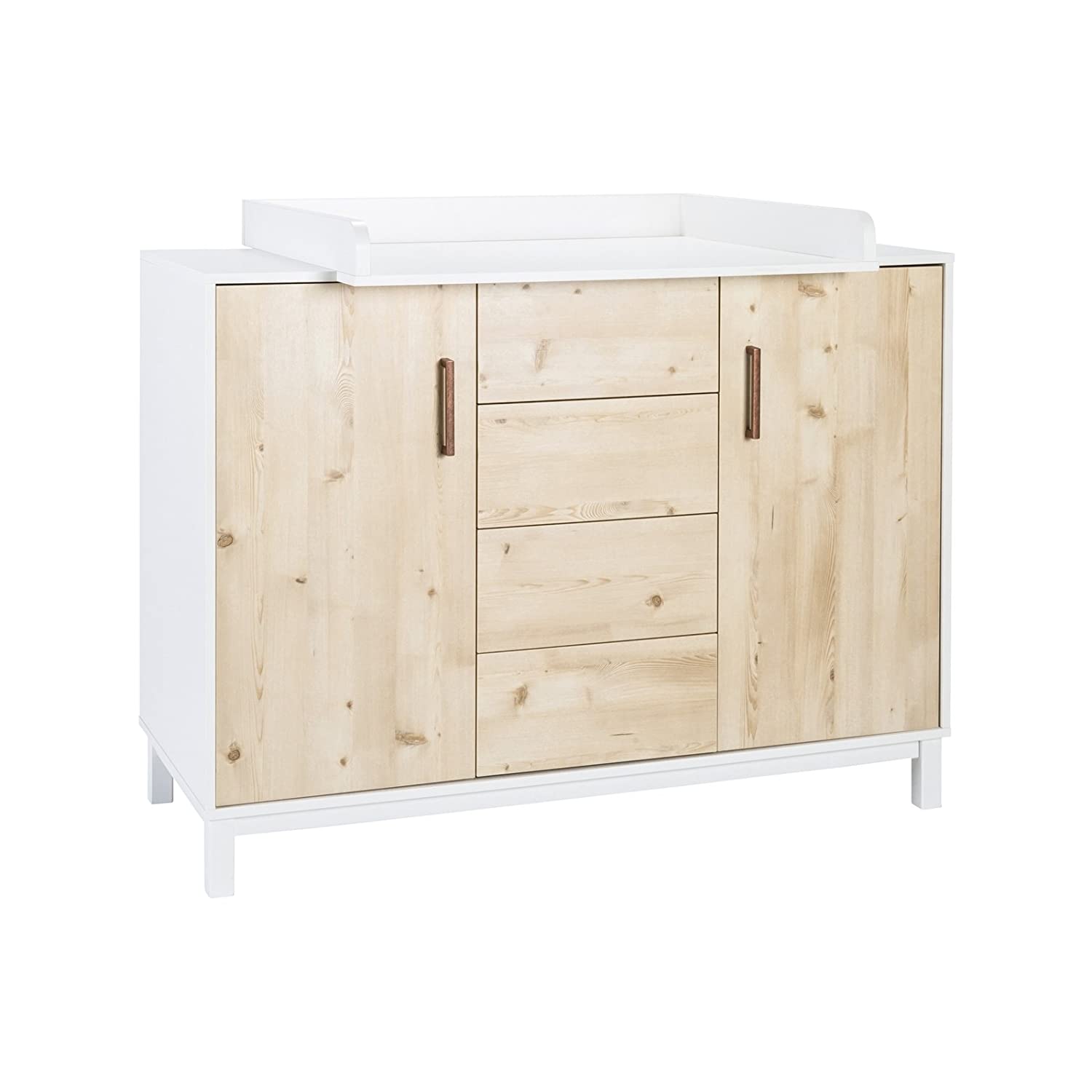 Schardt Timber Pine Baby Changing Unit 2 Doors 4 Drawers White Grey/HENSON
