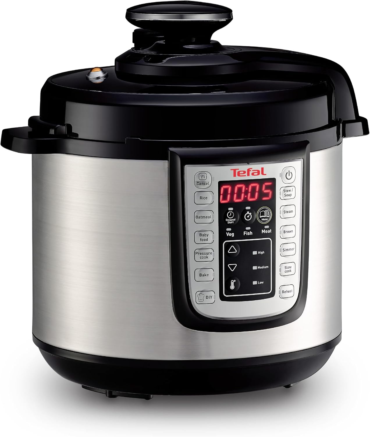 Tefal Fast and Delicious CY505EF0 Pressure Cooker Quick Multifunction 25 Programs 6L 6 Person Black Stainless Steel