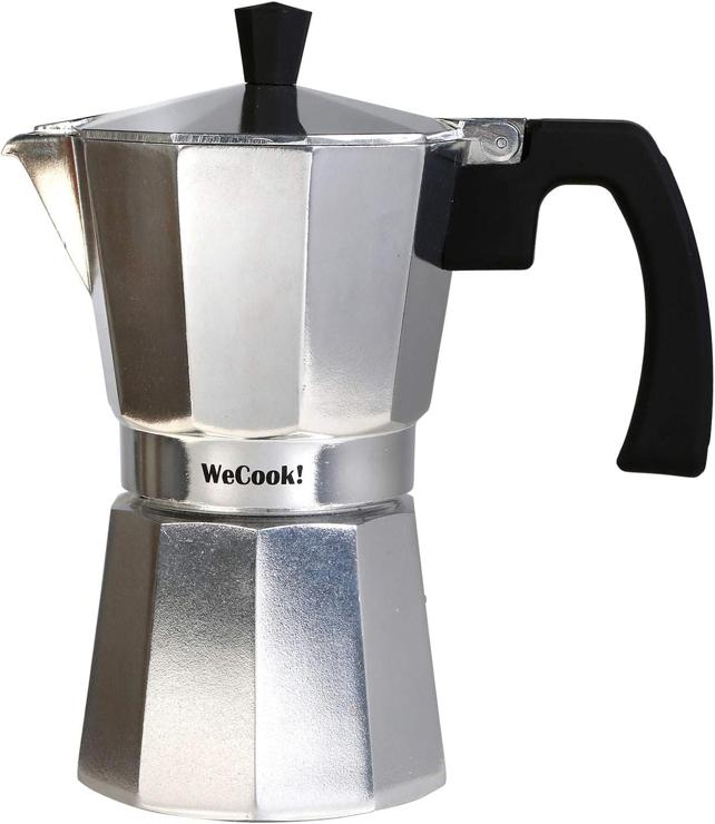 WECOOK! WECOOK! Paola Espresso Machine for Stovetop, Espresso Maker, Italian Coffee, Moka Jug, Coffee Maker, Aluminum, 1 Cup, Silicone Seal, Safety Valve, Vitro Ceramic, Gas