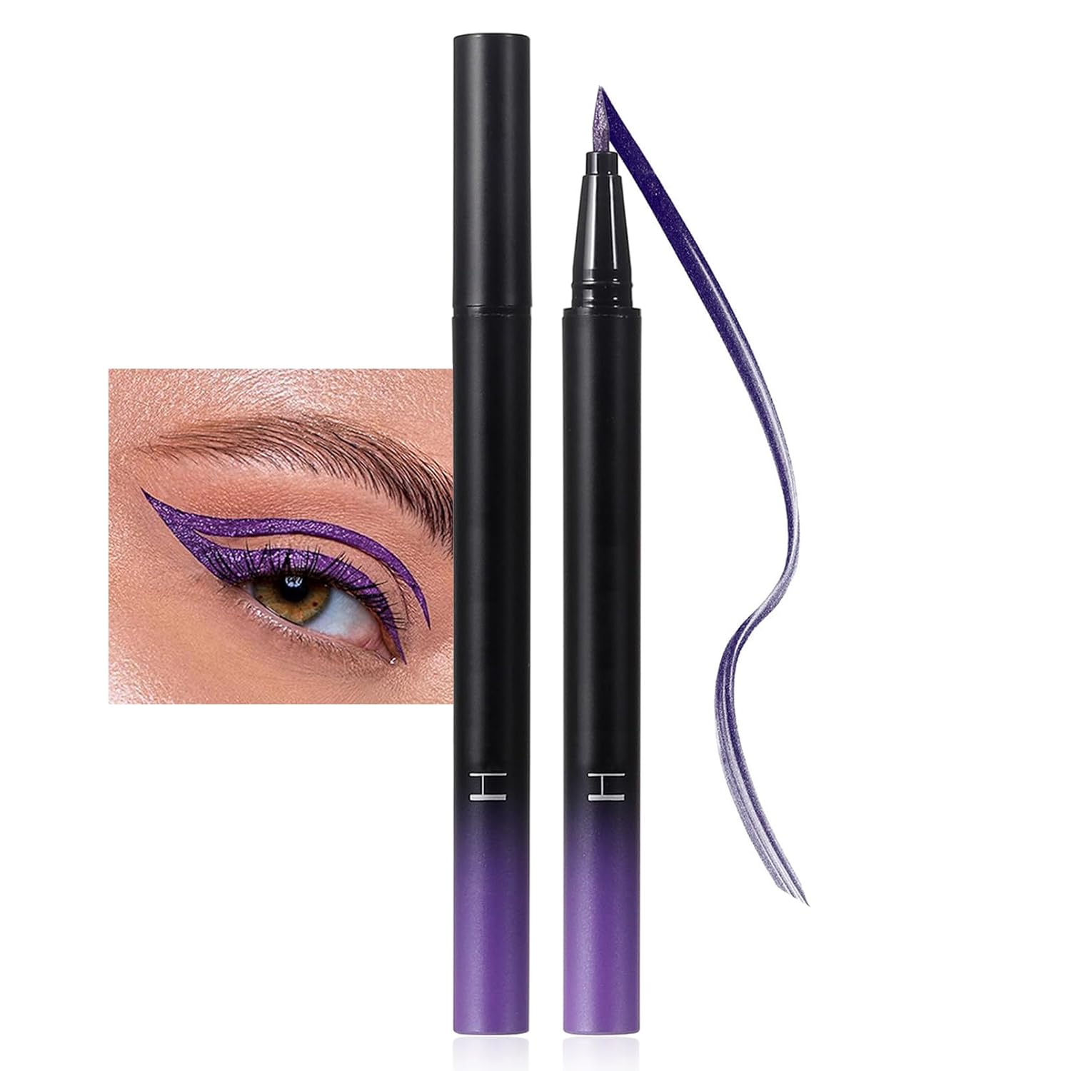 EONFAVE Metallic Glitter Eyeliner - Purple Diamond Liquid Eyeliner - Glitter Liquid Eyeliner Waterproof & Smudge-proof - Purple Metallic Eye Liner - Highly Pigmented Eyeliner - Eyeliner for Face Body