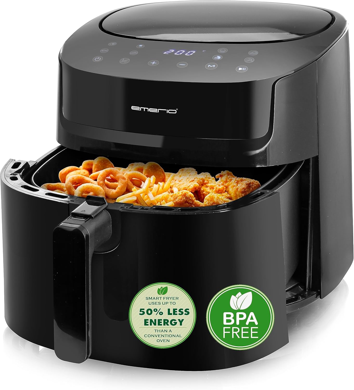 Emerio AF-129622.1 Giant Digital Hot Air Fryer, Top AirFryer, Frying without Additional Oil, 7.2 Liter Volume, 8 Automatic Programs, Cool Touch, BPA-Free, Fast Heating, 1800 Watt,