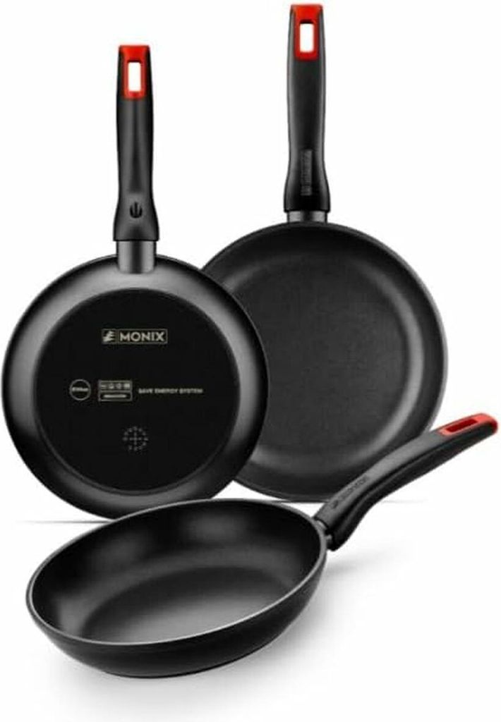 Pinti Monix 3-pack of Monix frying pans, sibling towers m240000/ ø18cm/ ø22cm/ ø26cm/ forged aluminum/ suitable for induction cooktops