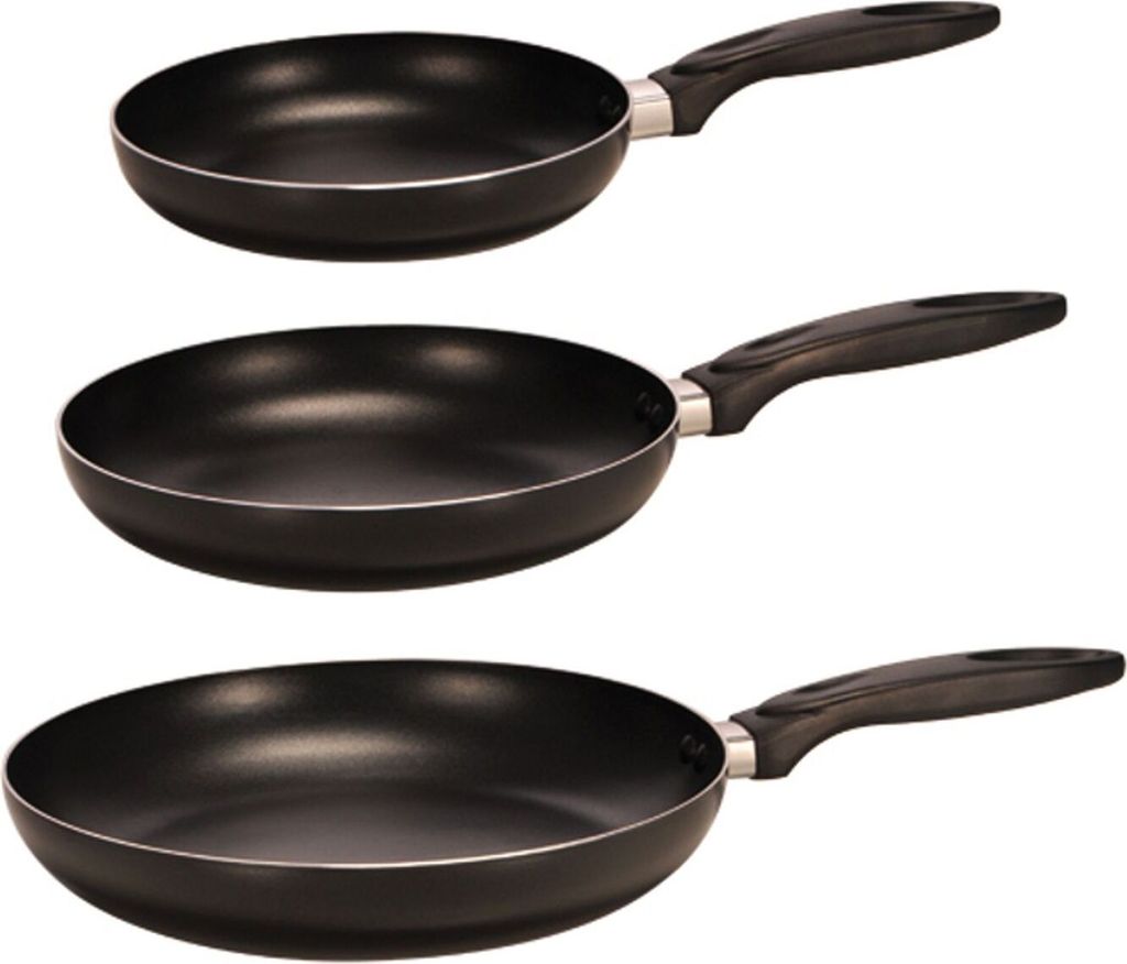 Gravidus 3-piece set of aluminum frying pans with non-stick coating