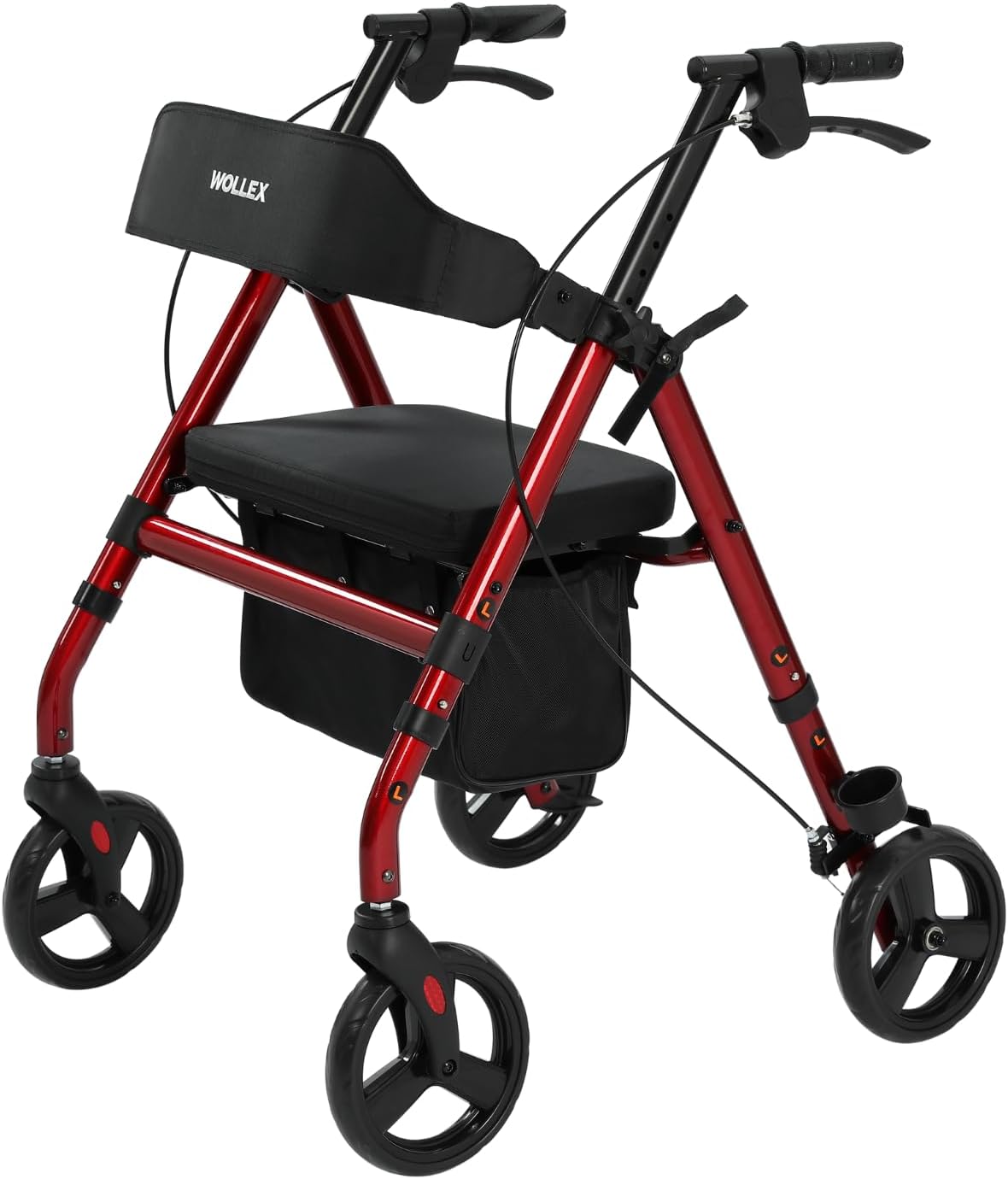 maxErgo Rollator Red Walking Aid for Outdoor Indoor Approved as Medical Device