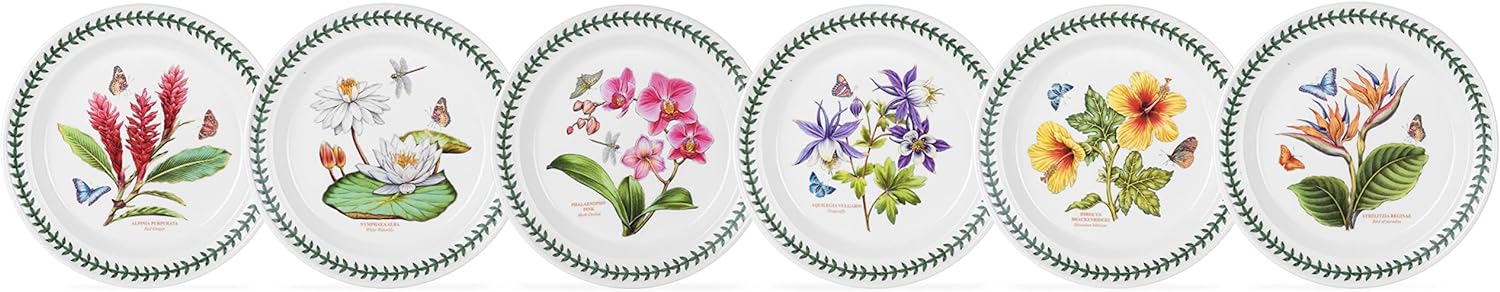 Portmeirion Exotic Botanic Garden salad plate set with 6 different motifs