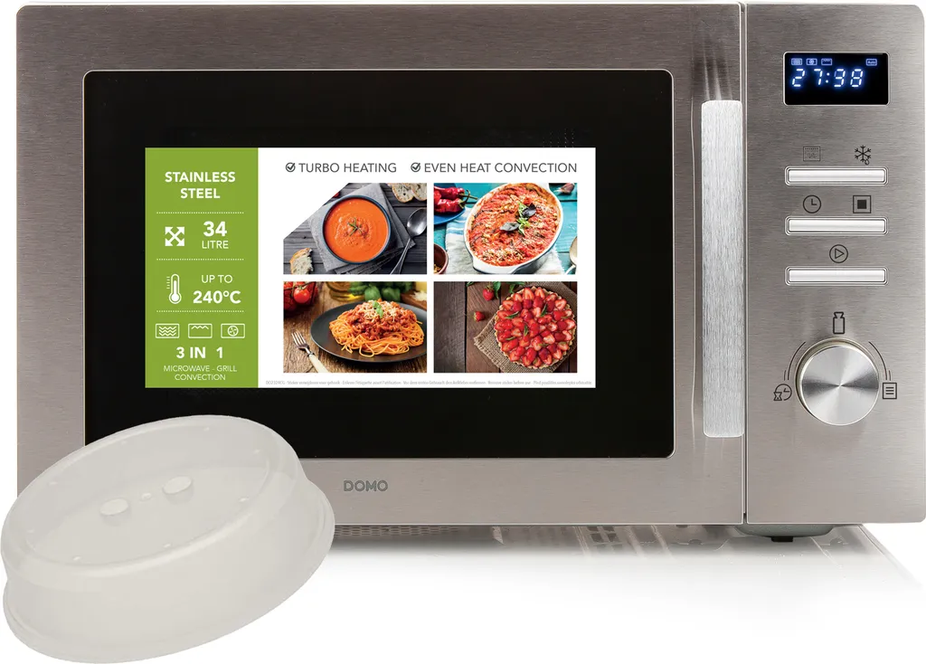 Domo 3-in-1 Microwave with Grill & Convection, 34L, 10 Programs, Defrost Function, Cover