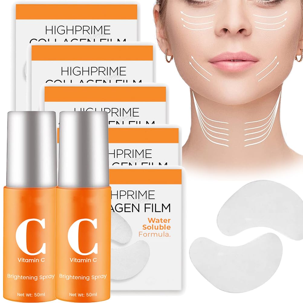ZANLION Soloble Collagen Film Face, Yidkx ™ Dermalayr Technology Soluble Collagen Film, Collagen Film for Face, Highprime Collagen Film for Face, High Prime Collagen Film (5 Packs, 2 Bottles)