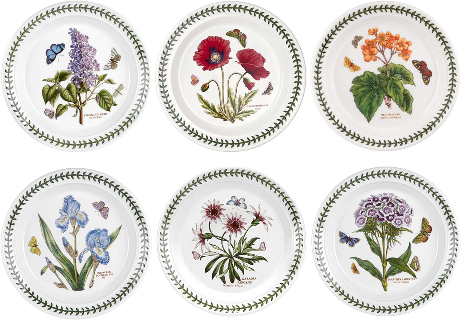 Portmeirion Botanic Garden Plate, Set of 6 - various motifs, Dia.20cm