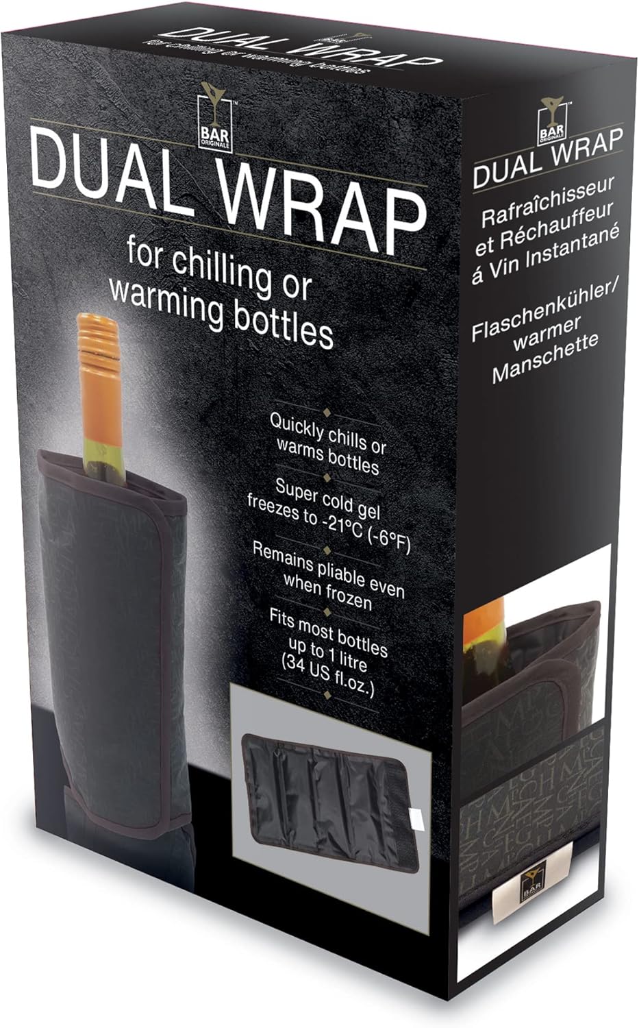 Bar Originale Dual Wrap Black Wine Bottle Cooler and Warmer