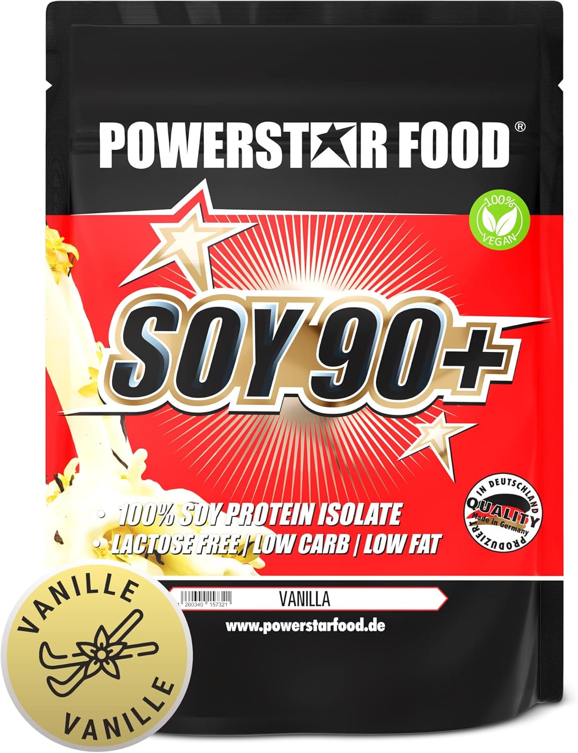 POWERSTAR FOOD Store Incomparable Superb Flavour, Pure Vegan Soy Protein Isolate, Soy 90+, Instantized, Non-GMO and Plant Estrogen Free. 1000 g) Powder, , , 1000g