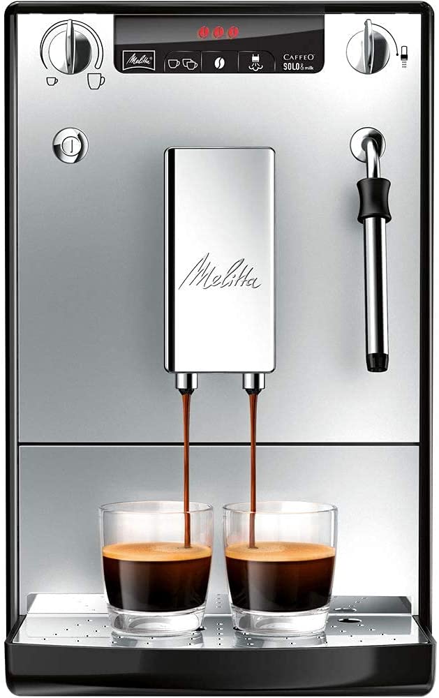 Amazon Renewed Melitta Caffeo Solo & Milk E953-102 Super Automatic Coffee Machine with Milk System, Mill, 15 Bar, Coffee Beans, Automatic Cleaning, Customisable, Silver (Refurbished)