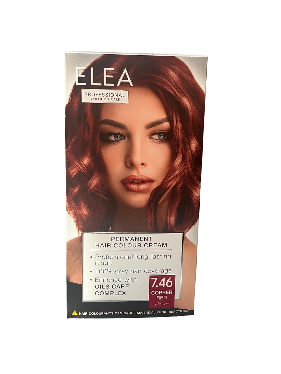 ELEA Professional Permanent Hair Color Cream 7.46 Copper Red with Oil Care Complex