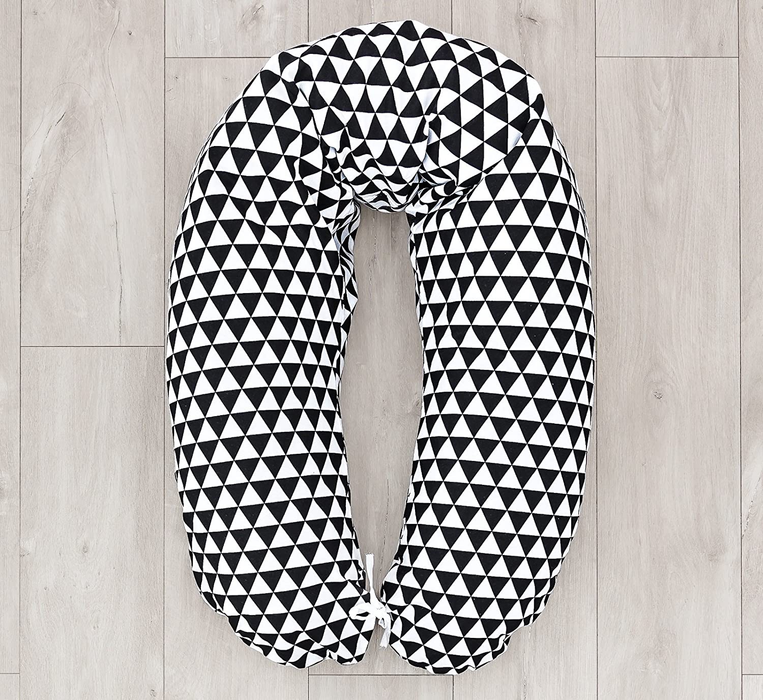 Loolay® Pillow Polystyrene Filling XXL Body Pillow including Cover 170 cm Triangles Pattern: Black
