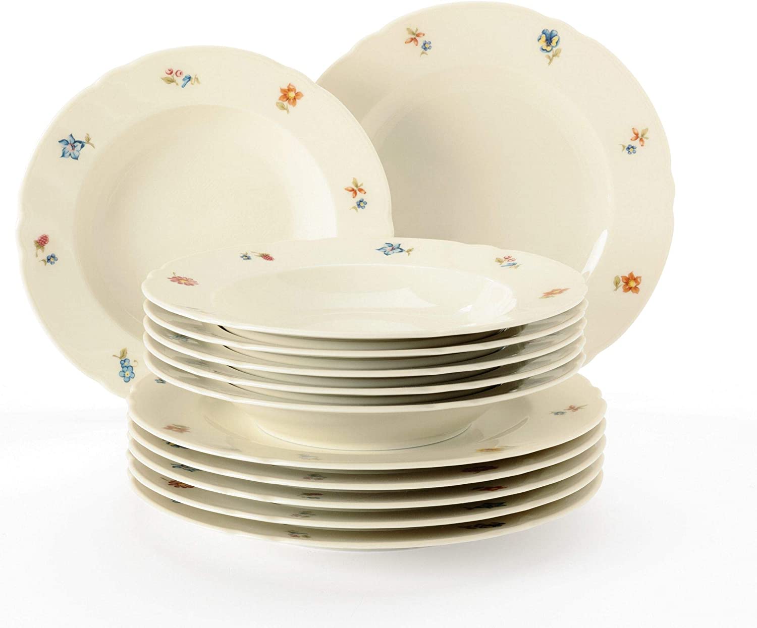 Seltmann Weiden Marieluise 44714 12-Piece Dinner Service with Sea of Blossoms Ivory 32.3 x 32.3 x 23.5 cm