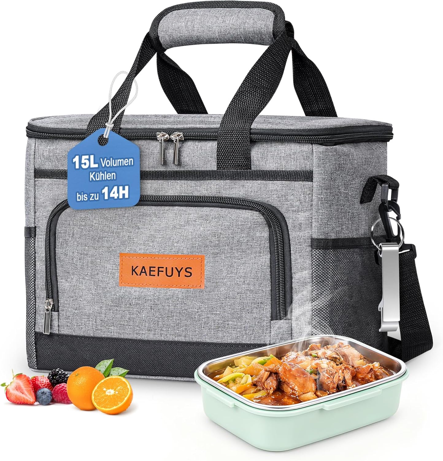 Lunch Box Adult 15L Warming Box 10h Insulation Cool Bag Small Cool Box 14h Cooling Thermal Bag Foldable Waterproof Portable Lunch Bag for Travel Office School for Food Drinks Medicines