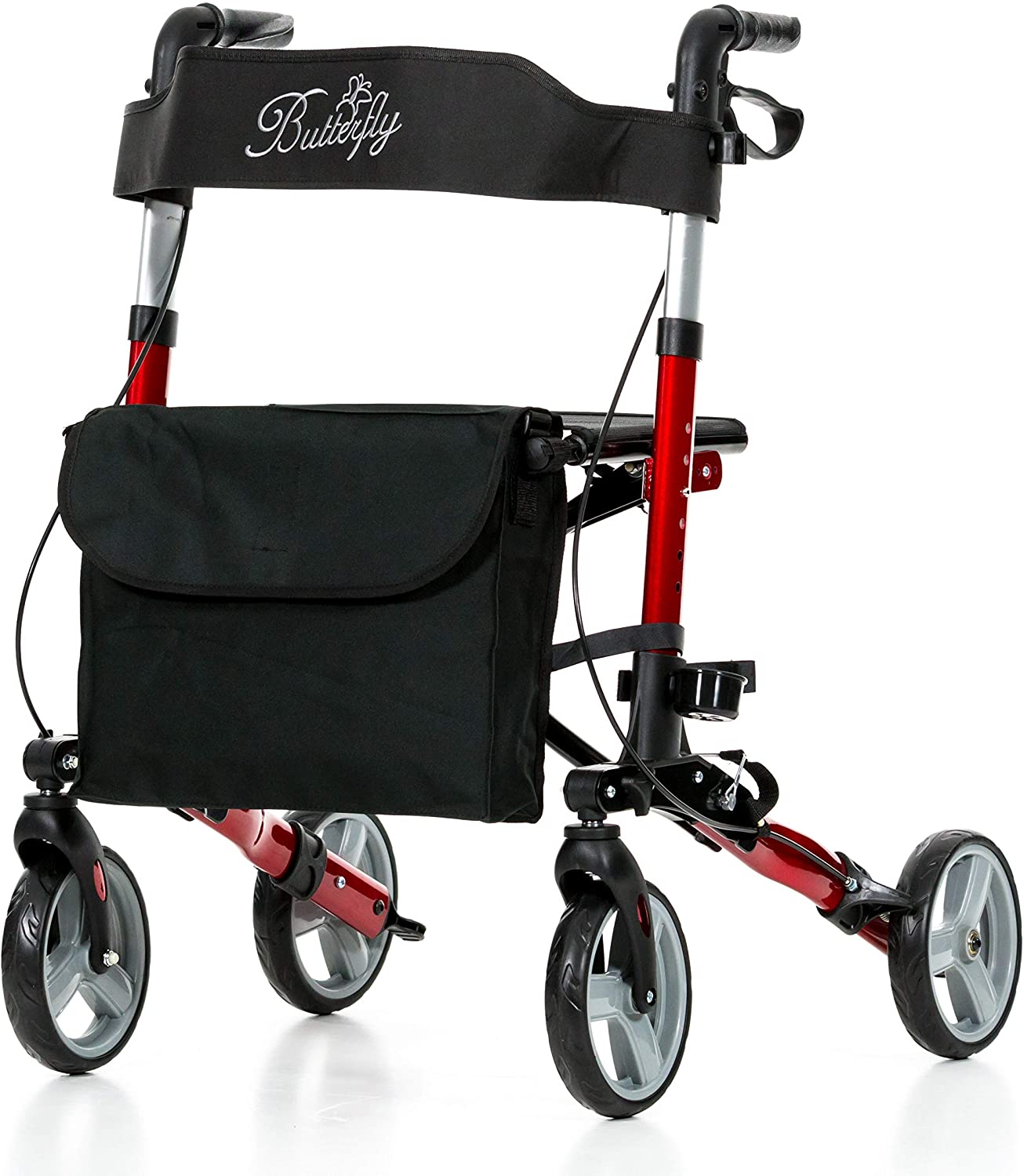 REHASHOP Lightweight Butterfly Rollator Red